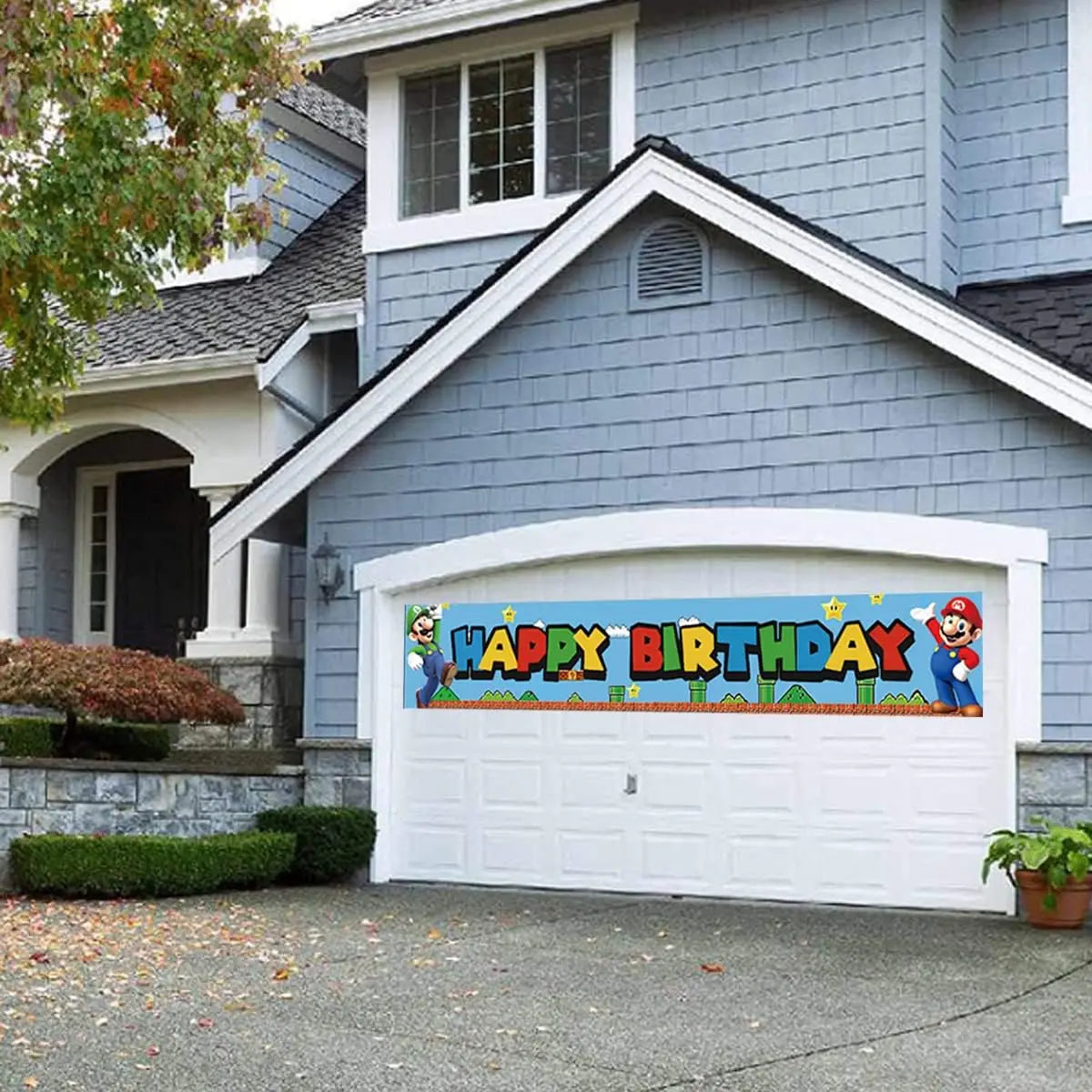 Super Birthday Party Banner | Outdoor and Indoor Garden Sign Banner | Perfect Video Game Theme Party Decoration