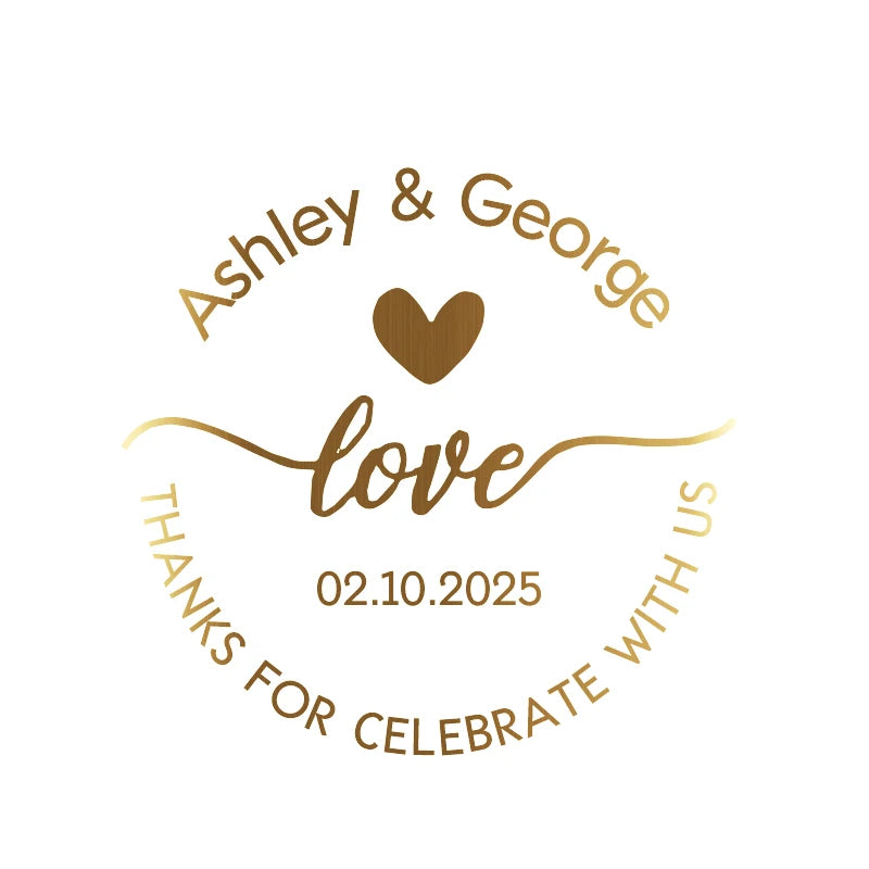 Custom 50pcs Round Gold Foil Clear Label Stickers Wedding Party Envelope Gift Bag Candles Box Pack Cookie Thank You Stickers