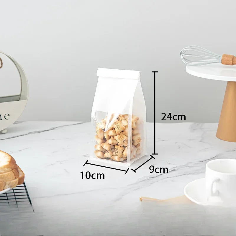 10-50pcs 4 Size Toast Bag Packaging Bag, Self Sealing Bread Bag Wire Rolled Edge Baking Transparent Biscuit Cake Bag Sealed Tea