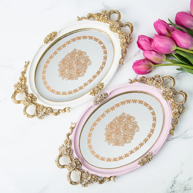 Tray Resin European Style Living Room Creative Rectangular Cake Wedding Supplies Dessert Table Decoration Jewelry Storage Medium