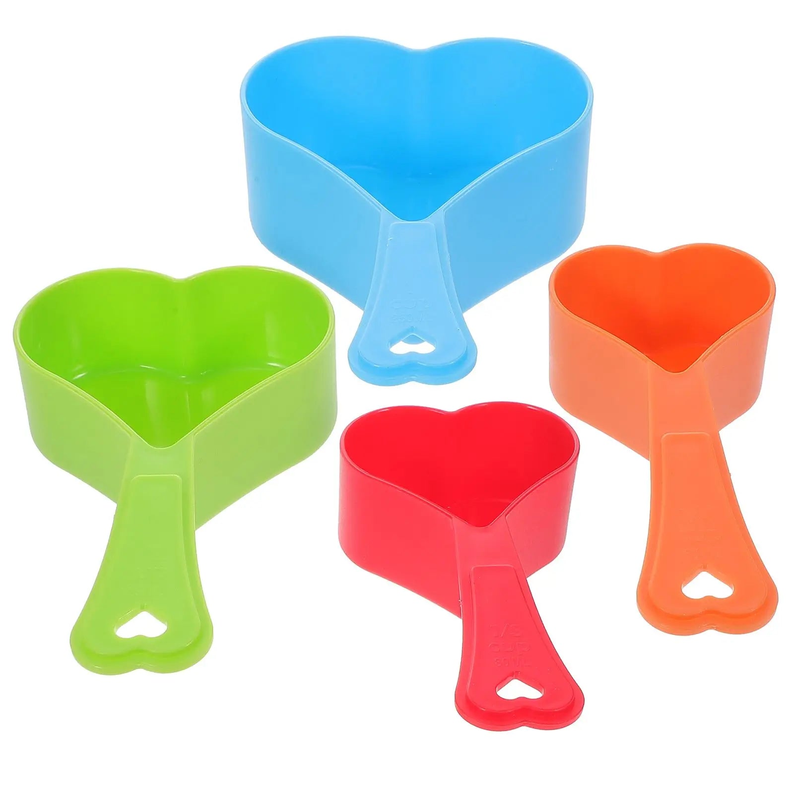 4 Pcs Heart Shaped Measuring Spoon Set for Liquid Ingredients Dry Baking Cooking Coffee Plastic Stackable Kitchenware