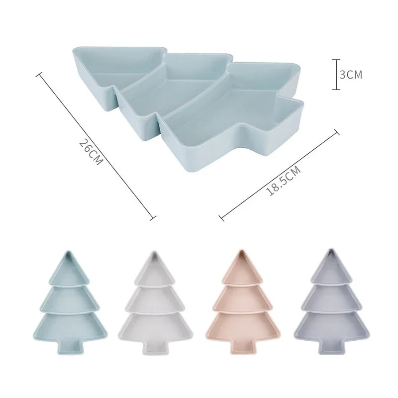 Creative Christmas Tree Shaped Tray Candy Snack Nuts and Dried Fruits Plastic Tray Bar Table Accessorie Dessert Plates Tableware