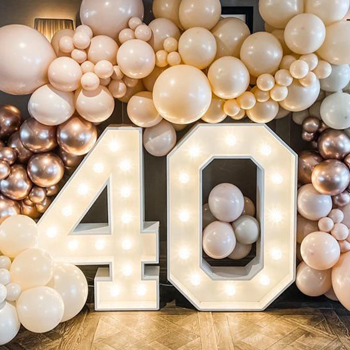 91.5cm Giant Number Balloon Mosaic Frame – Light-Up Marquee Box for Birthday Party Decoration