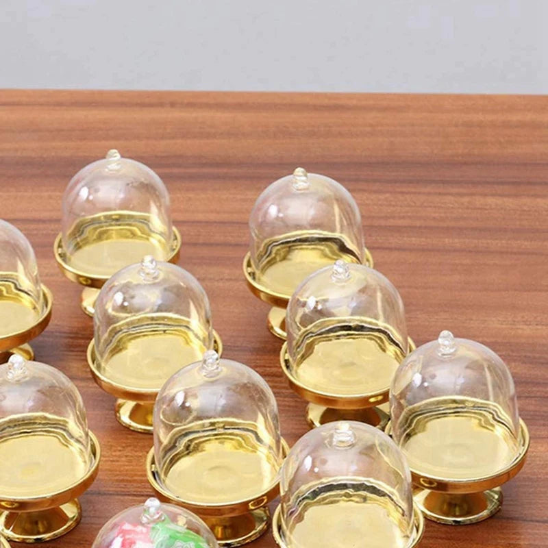 60-Piece Mini Cake Stand Chocolate Cake Candy Display Board With Lid For Birthday And Wedding Supplies (Golden Base)