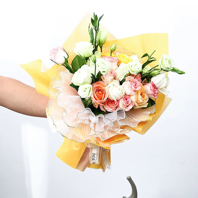 28cmx400cm Flower Wrapping Paper Pearl Wave Yarn Lace Mesh Florist Bouquet Valentine&