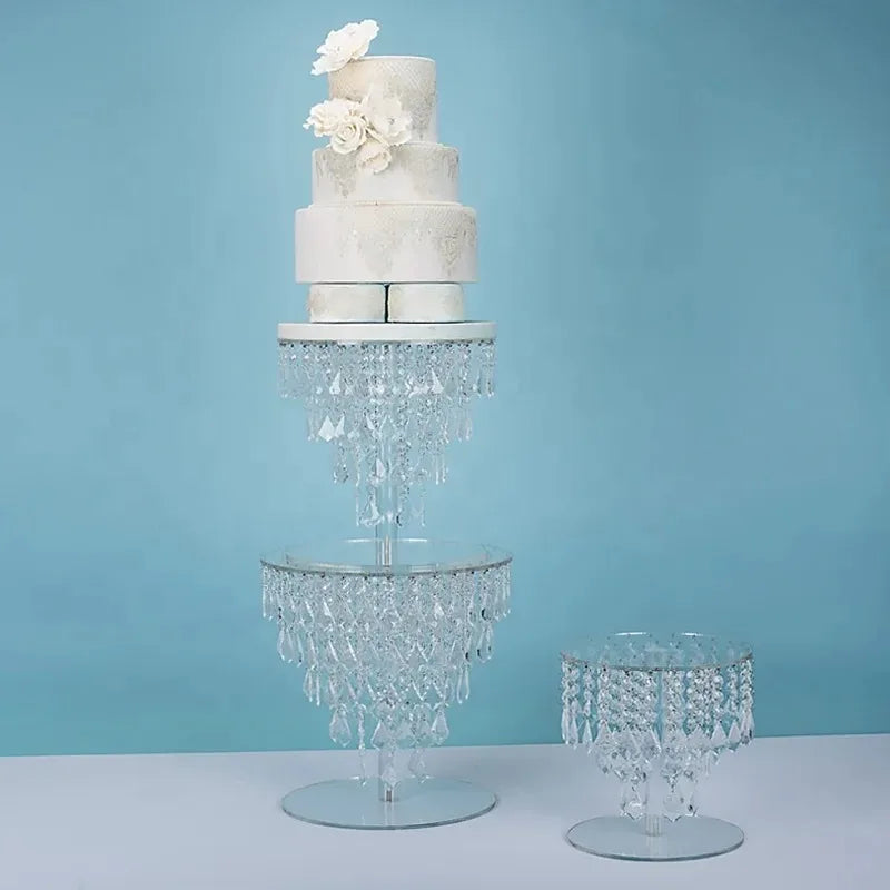 tier round crystal large bling acrylic cake stand set for wedding beaded glass party cup cake stand decorating supplies