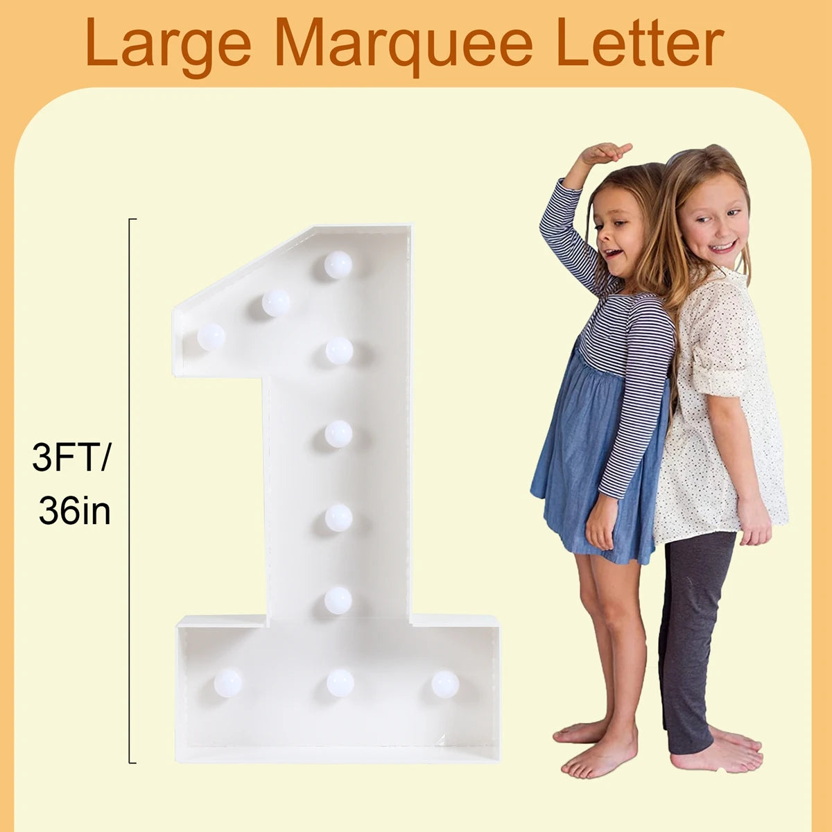 91.5cm Giant Number Balloon Mosaic Frame – Light-Up Marquee Box for Birthday Party Decoration