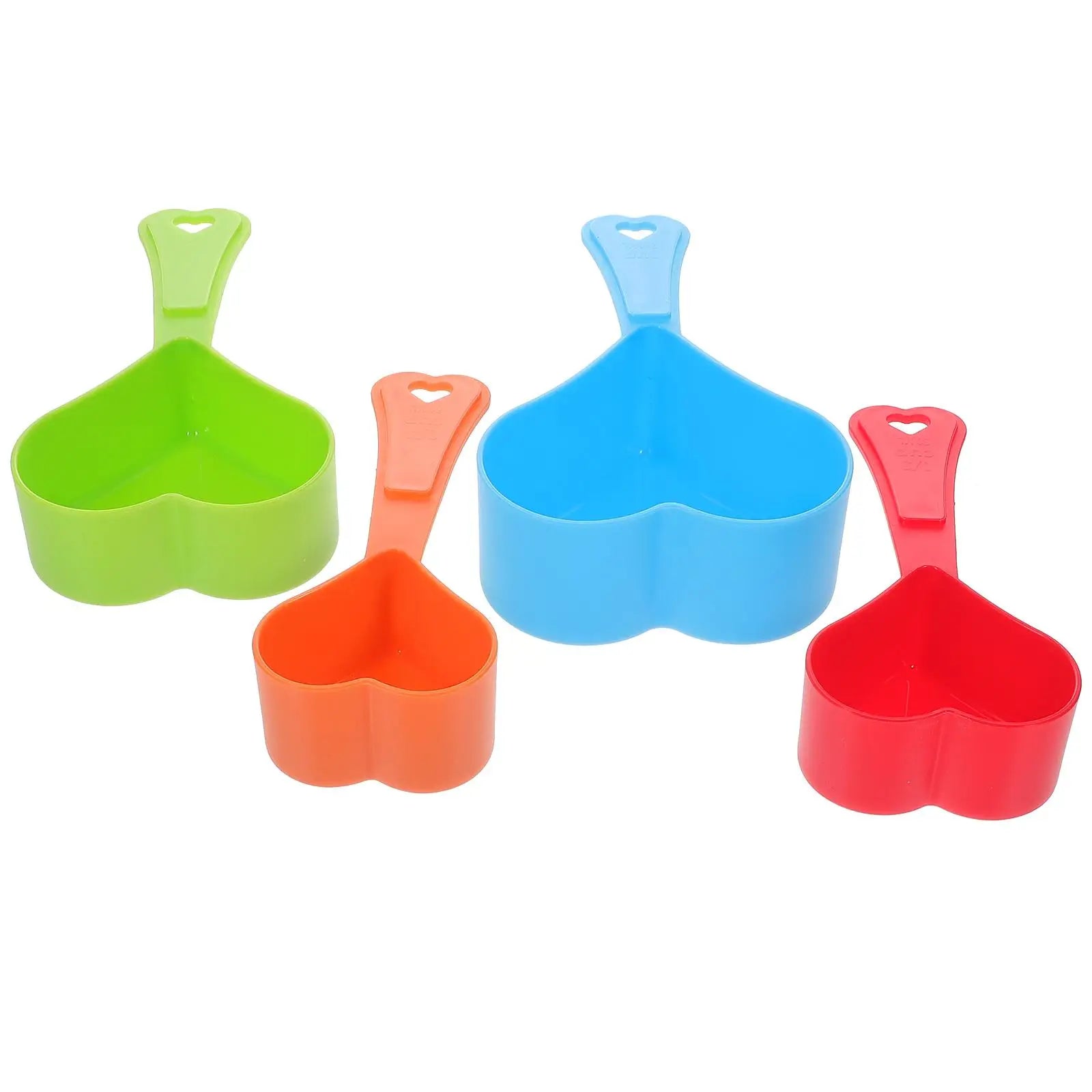 4 Pcs Heart Shaped Measuring Spoon Set for Liquid Ingredients Dry Baking Cooking Coffee Plastic Stackable Kitchenware