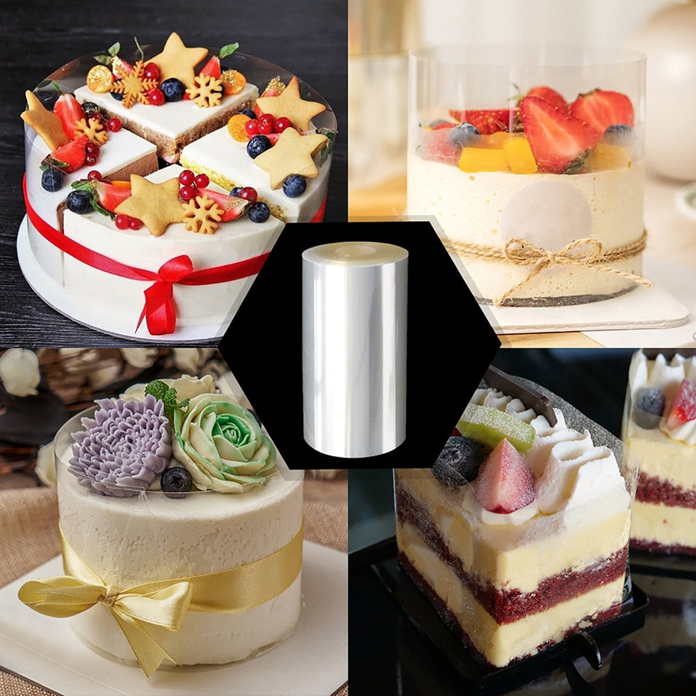 Transparent Cake Edge Collar Disposable Cake Decorating Collar Cake Surround Film Cake Fixed Decoration Convenient for Baking