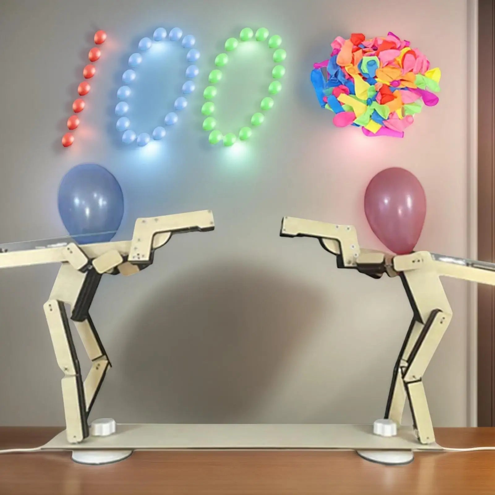 Balloon wooden Man Battle Handmade Wooden Shooting Puppet Balloon Game Party Fun Board Game with 100 Balloons for 2 Adult Player