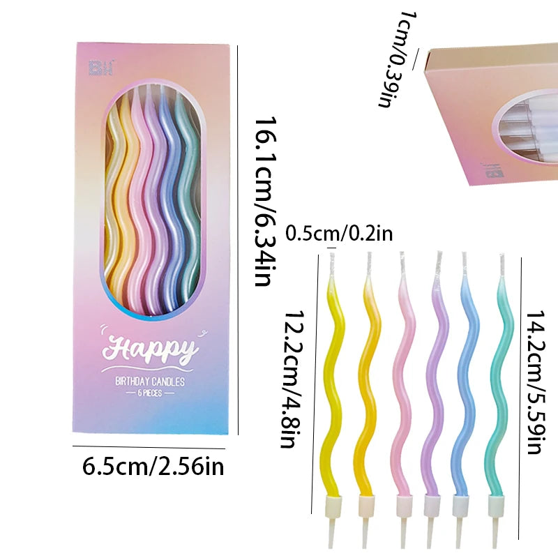 Happy Birthday Curved Candle Birthday Decoration Curved Thread Creative Long Cake Decoration Valentine&