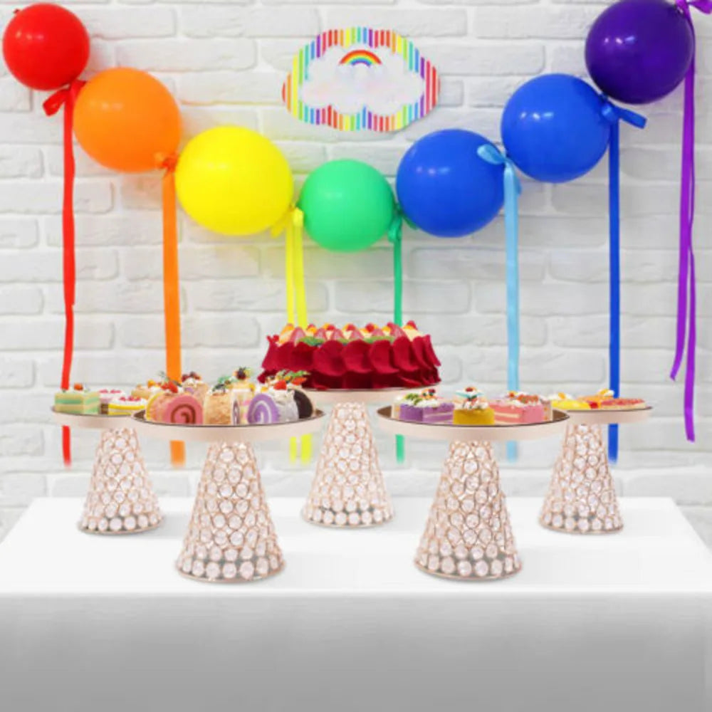 Set of 5 Metal Cake Plate Wedding Party Birthday Party Decoration Round Dessert Cake Rack 1*large & 2*medium & 2*small Supplies