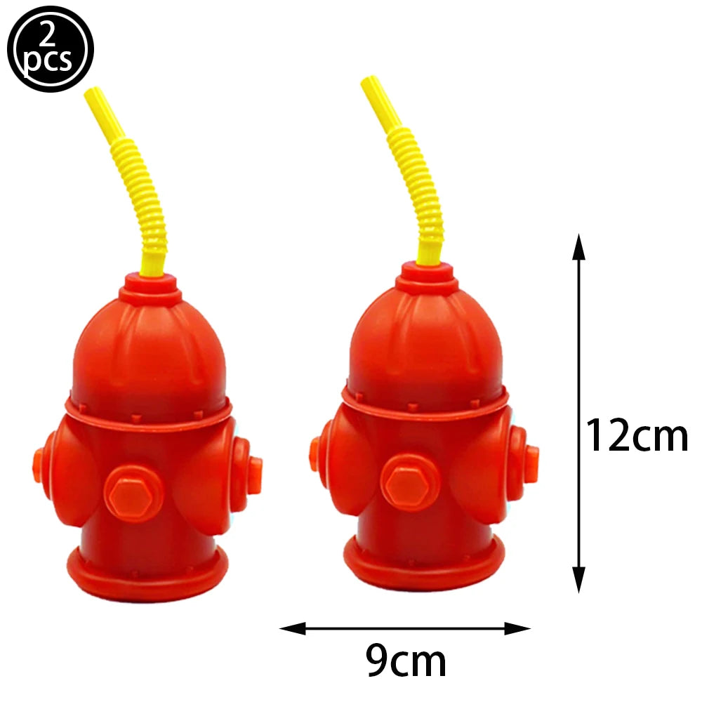 Fireman Cake Topper Cupcake Toppers Fire Hydrant Truck Firefighter Helmet Theme for Kids Boy Girl Happy Birthday Cake Decoration