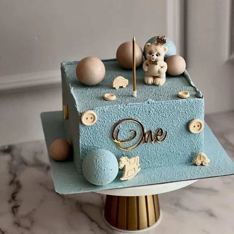 Baby Shower One Cake Toppers Gold Baby Birthday Cake Topper for Kids Birthday Party Cake Decorations