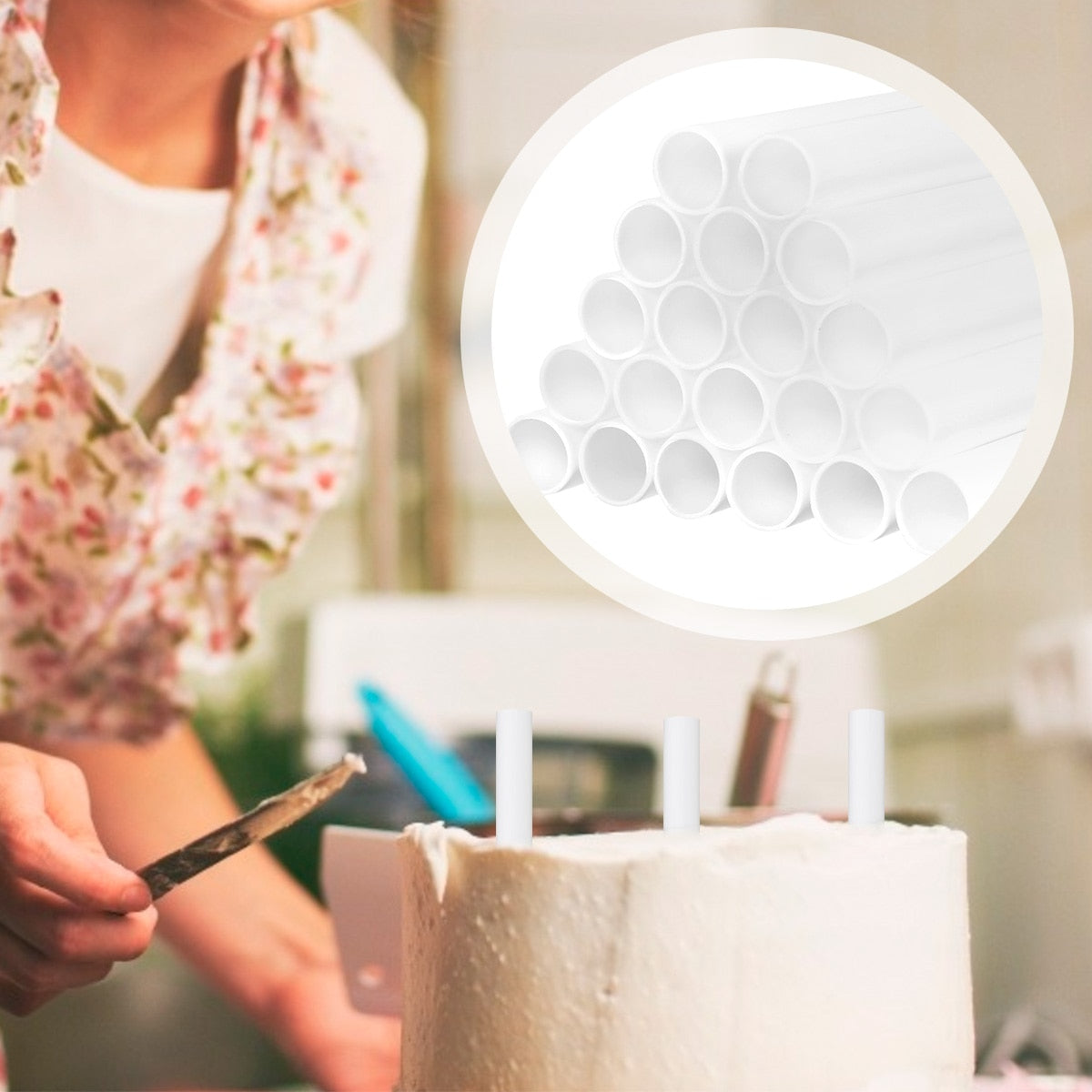 20Pcs Cake Dowels White Plastic Cake Support Rods cake tool Straws 9.4/11.8" Length cake stand baking accessories and tools