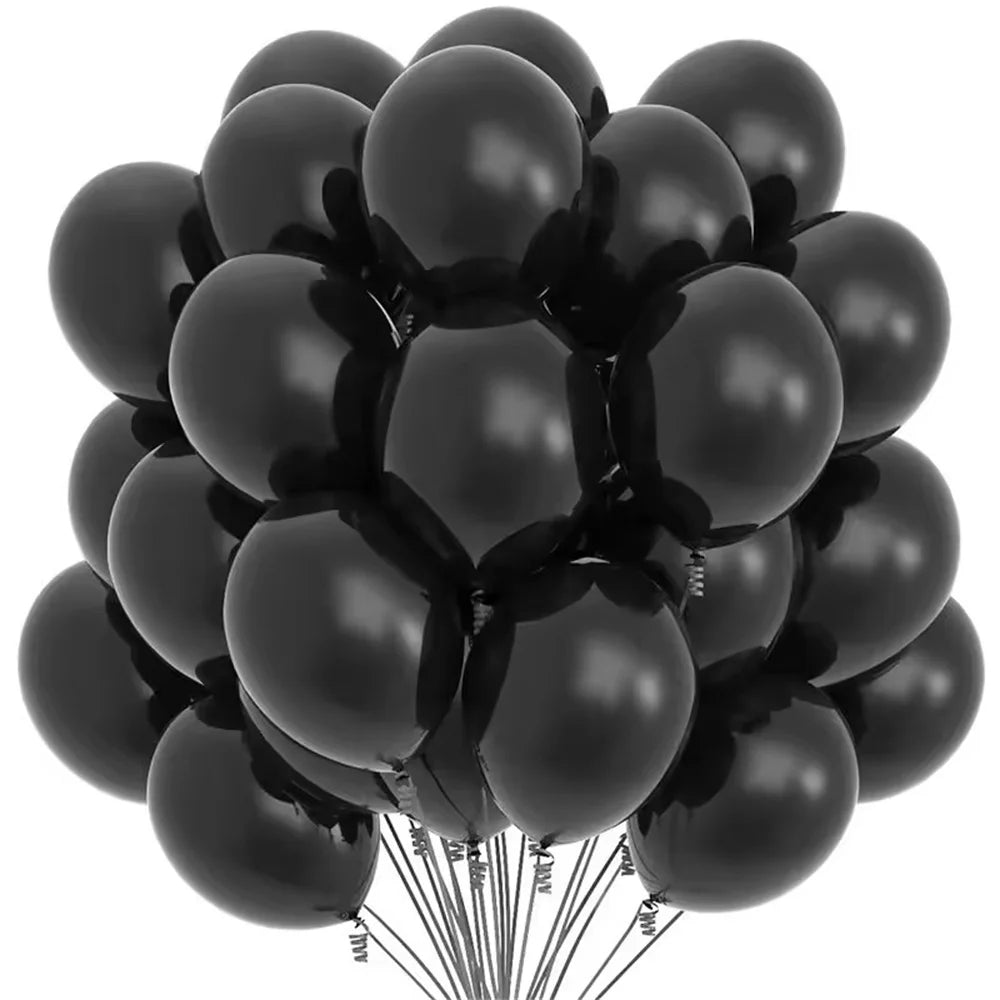 Black & White Matte Latex Balloons – 5/10/12 Inch Round Balloons for Birthday, Wedding & Baby Shower