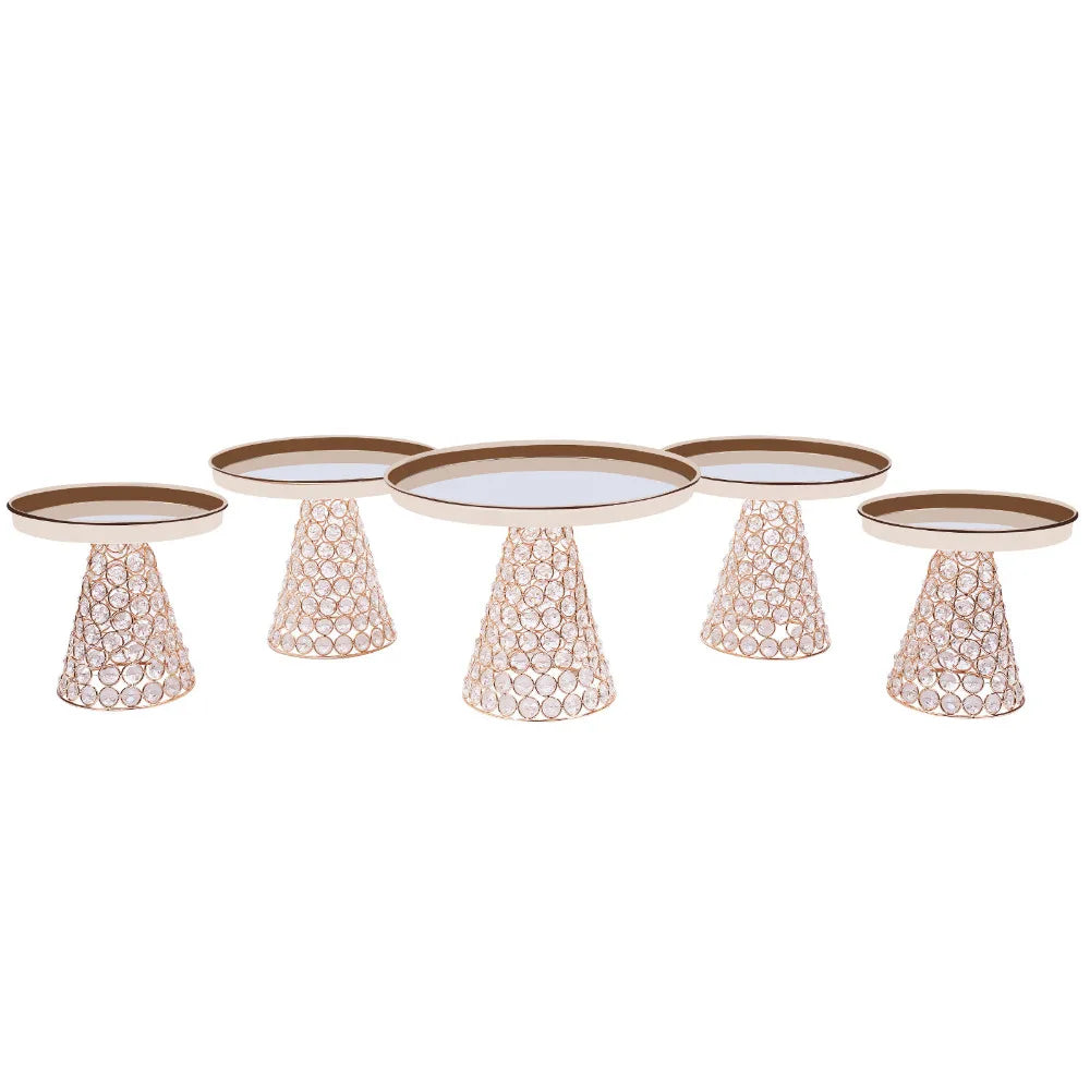 Set of 5 Metal Cake Plate Wedding Party Birthday Party Decoration Round Dessert Cake Rack 1*large & 2*medium & 2*small Supplies