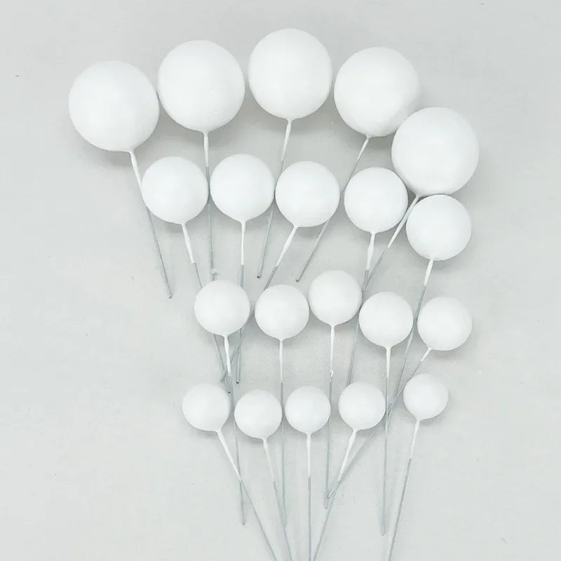 20pcs Gold & Silver Cake Toppers – Happy Birthday Ball Picks for Cupcakes, Wedding & Christmas Decorations
