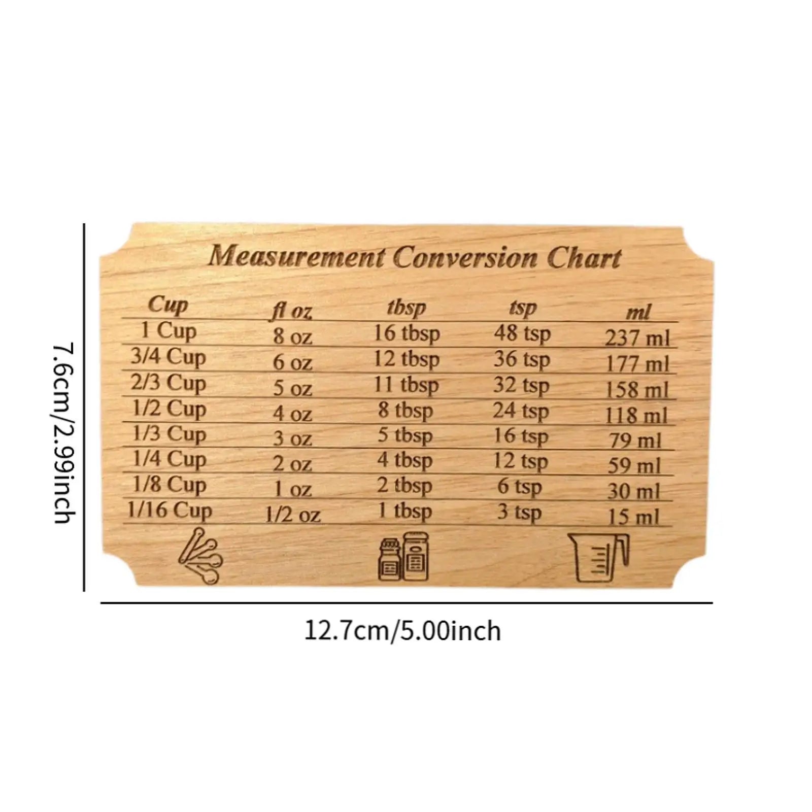 Kitchen Conversion Chart Teaspoons Liquids Baking Ingredients Measurement