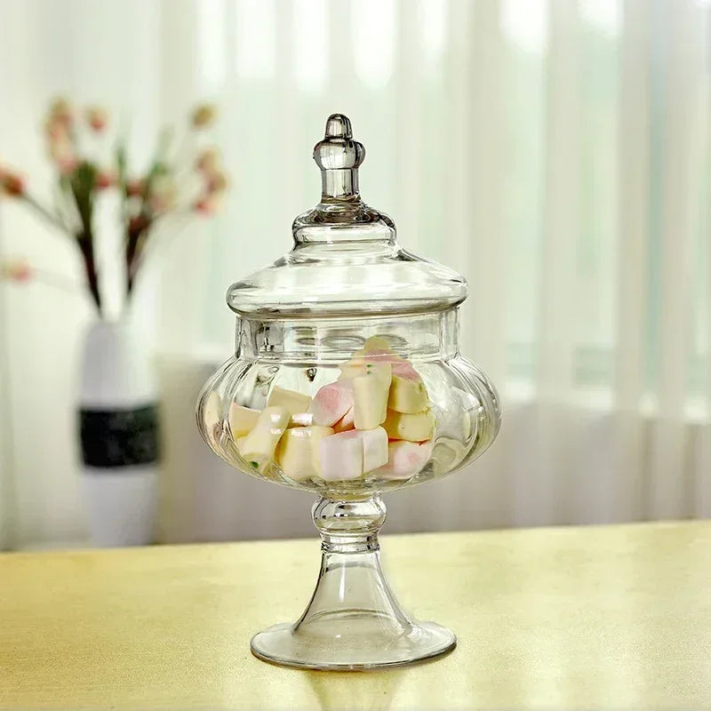 European candy jars transparent Glass bottles lid storage dust-proof cake stand dessert tea caddy wedding vase Decor supplies
