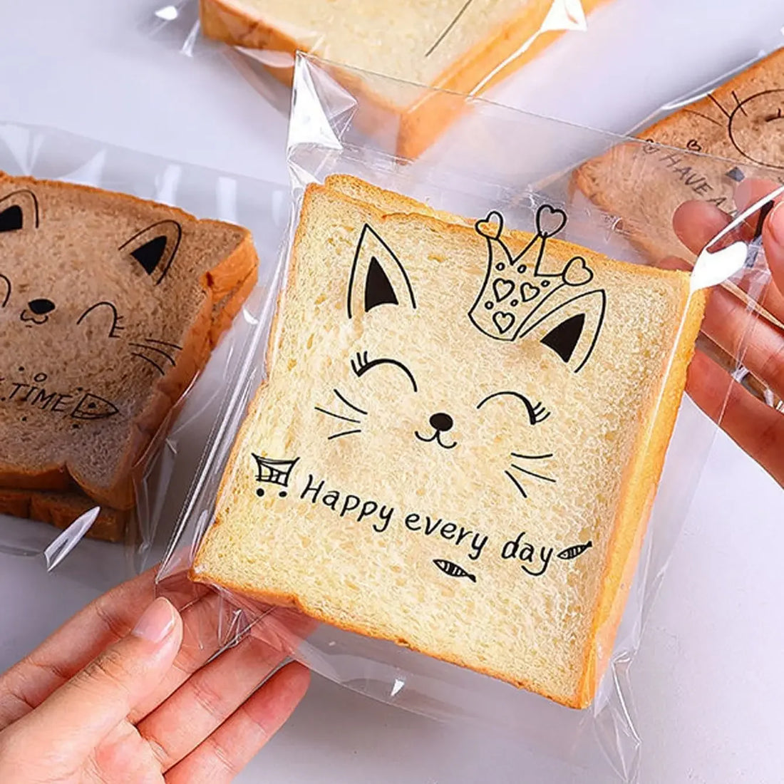 100pcs Transparent Animal Treat Bags – Self-Adhesive Gift Packaging for Cookies, Candy & Bakery Goods