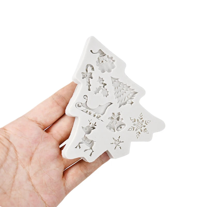 Chrsitmas Decor Silicone Molds Snowflake Xmas Tree Shape Cake Mold Baking Tool Candy Chocolate Biscuits Mould Ornament Supplies