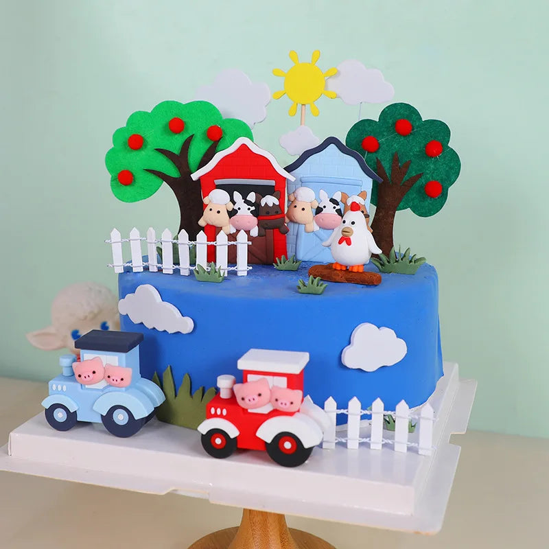 1pcs Farm Animal Party Cake Decoration Animal Cake Topper Kid Baby Shower Birthday Party Cake Decor Farm Animal Theme Party