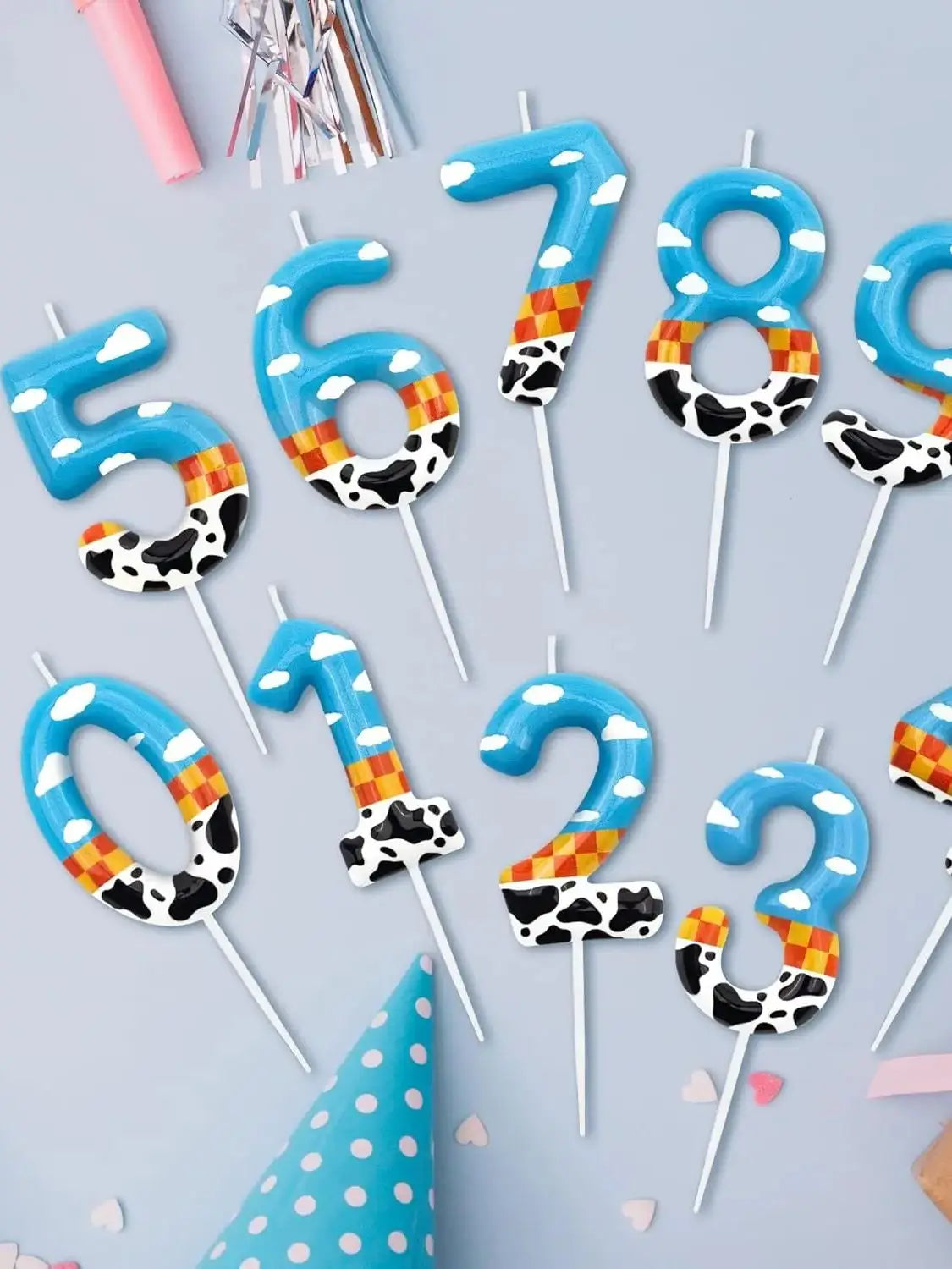Toy Inspire Game Story 7th Birthday Number Candles, Number 7 Candle Cake Toppers for Cartoon Story Themed Parties, 7th Birthday