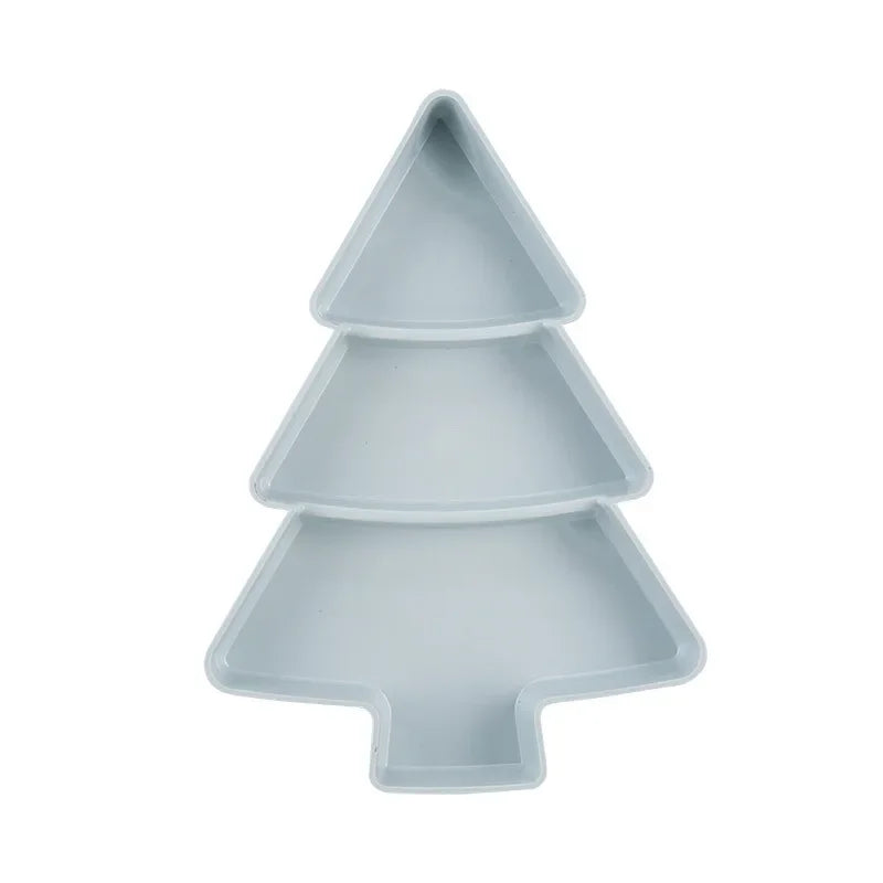 Creative Christmas Tree Shaped Tray Candy Snack Nuts and Dried Fruits Plastic Tray Bar Table Accessorie Dessert Plates Tableware