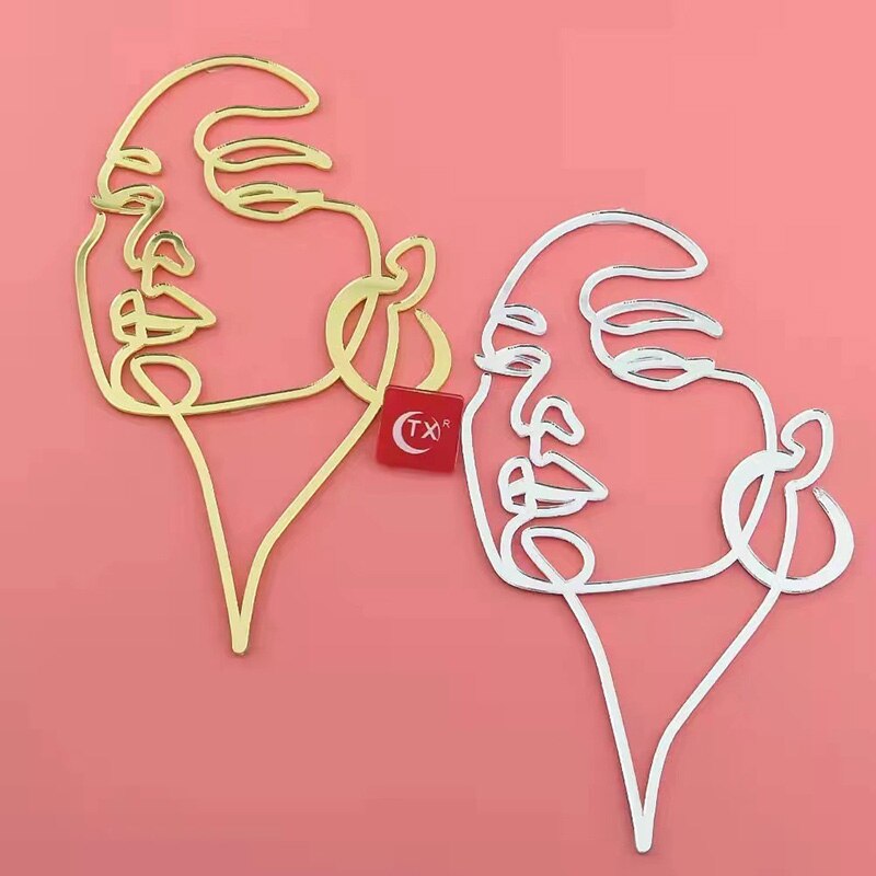 Art Pregnant Woman Happy Birthday Cake Topper Acrylic Gold Lady Face Wedding Baby Footprint Cake Topper Party Cake Decorations