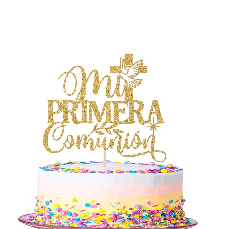 1PC My first communion cake topper in Spanish,used for God&