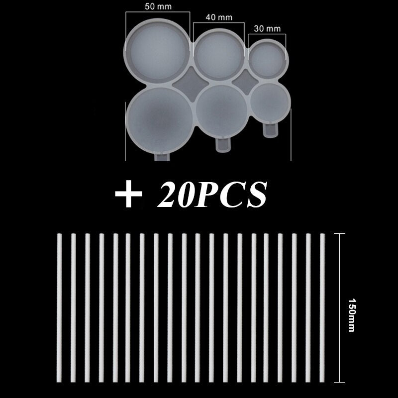 Round Love Star Silicone Mold – DIY Epoxy, Chocolate, Lollipop & Cake Decorating Mold