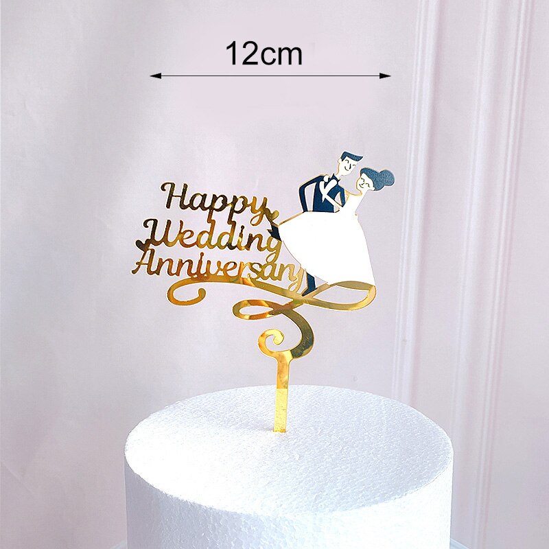 Happy Birthday Cake Topper Gold Acrylic Cake Topper decoration Wedding Party Baking DIY Dessert Cake Decor