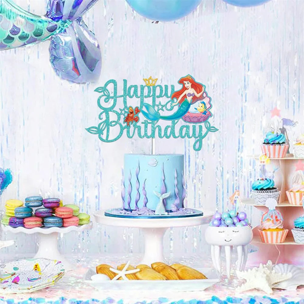 Little Mermaid Ariel Cake Toppers – Princess Birthday & Baby Shower Cake Decorations for Girls