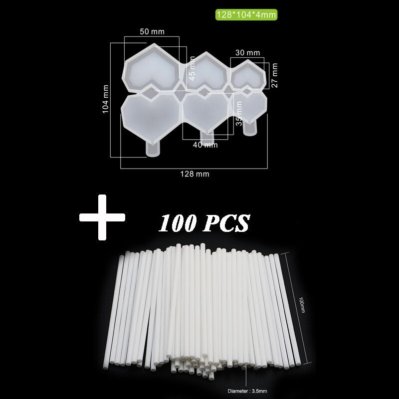 Round Love Star Silicone Mold – DIY Epoxy, Chocolate, Lollipop & Cake Decorating Mold