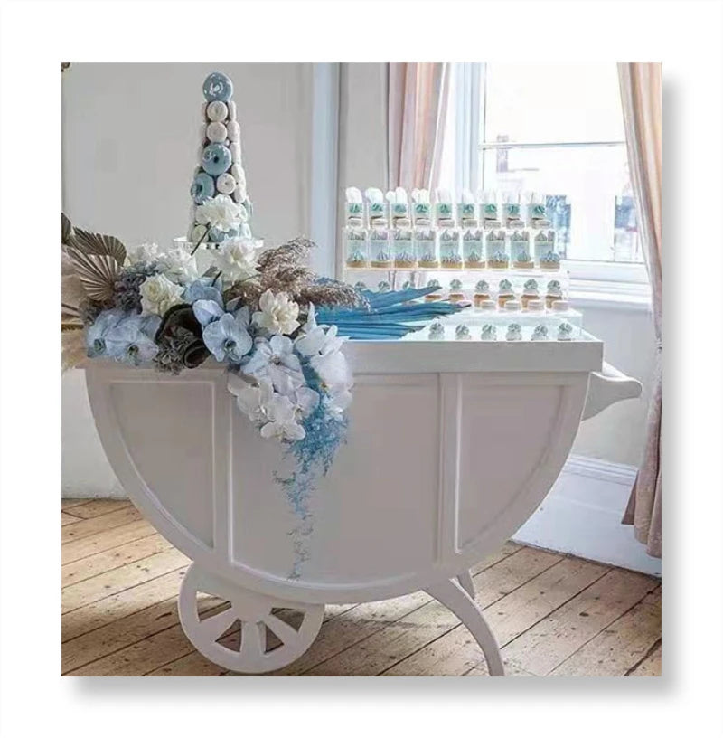 wedding supplies event deco candy bar wedding candy cake dessert display White candy cart wedding