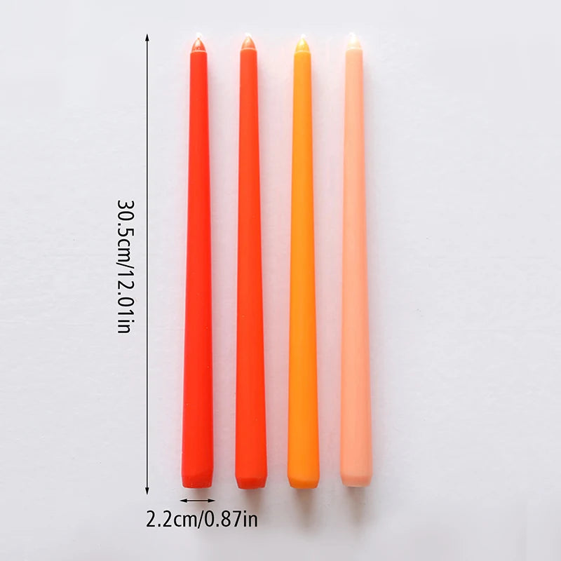 4pcs Gradient Taper Candles – Dripless & Smokeless Long Rod Candles for Home Decor & Events