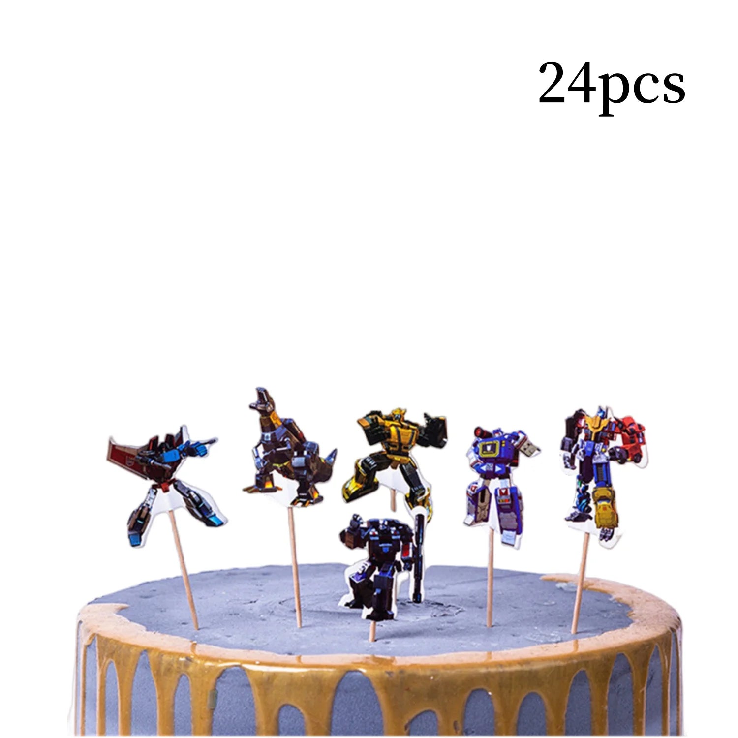Transformation Cake Topper Birthday Decor Bumblebee Cake Decor Flag Baby Shower Optimus Baking DIY Supplies Kid Boys Favors Gift