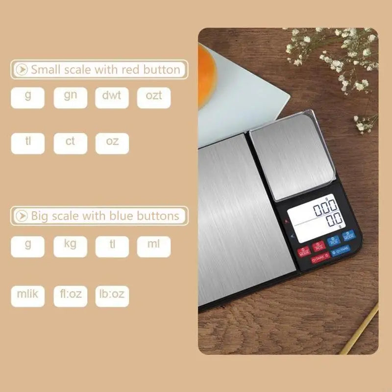 E5BE Dual Platform digital Kitchen & Scale Tare Clear Backlight Dispaly for Smart Counting for Food Ingredients Baking