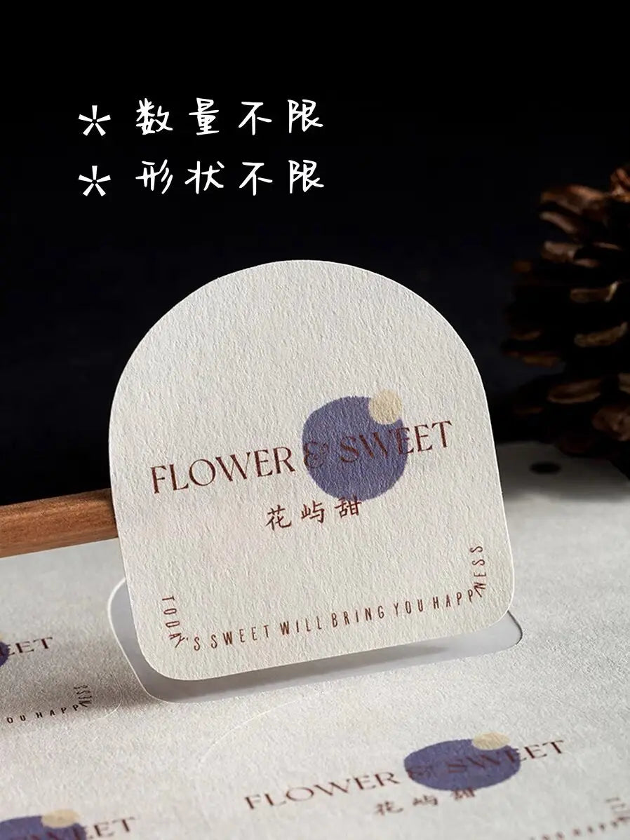 Custom Rough Texture Label Aesthetic Adhesive Stickers Personalized Logo Text Coffee Cake Baking Gift Packaging Product Sealing