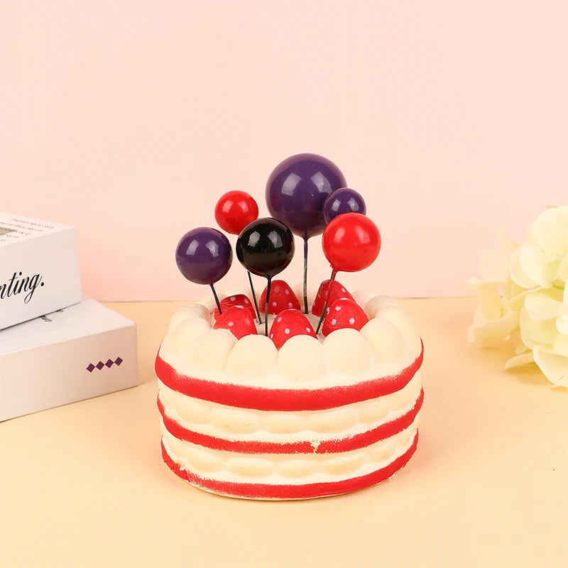 6Pcs/set Cake Ball Plug-ins Birthday Party Ball Cake Topper Creative Fruit Dessert Decor Insert Card Dessert Decoration Supplies
