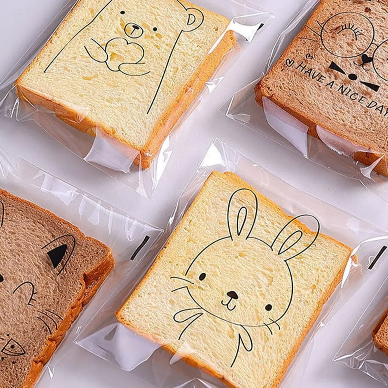 100pcs Transparent Animal Treat Bags – Self-Adhesive Gift Packaging for Cookies, Candy & Bakery Goods