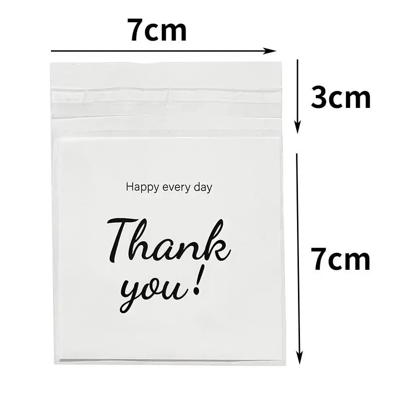 100Pcs Plastic Bag Thank You Cookie Bag Self-Adhesive Candy Bag For Wedding Birthday Party Gift Bag Biscuit Baking Packaging Bag