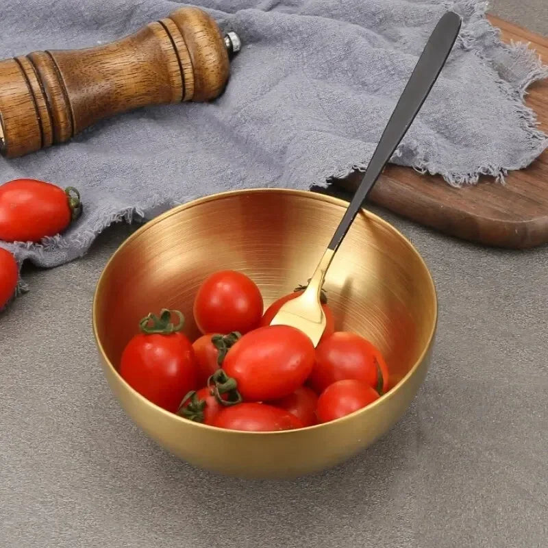 Stainless Steel Gold And Silver Salad Bowl Rice Noodles Lamian Noodles Bowl Kitchen Tableware Food Container