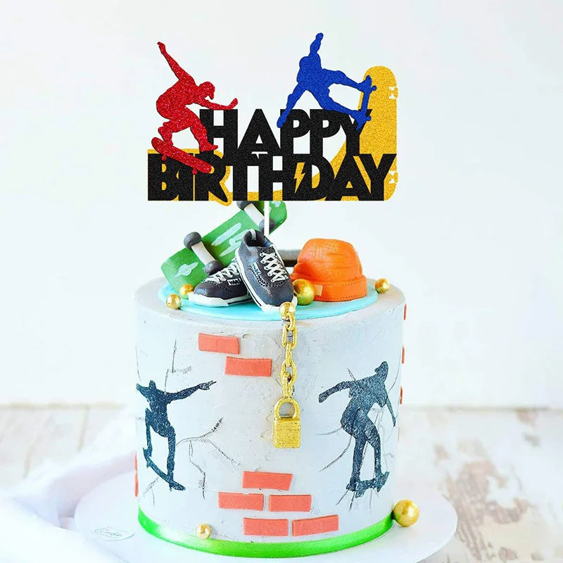 Cricket, Basketball, Football & Guitar Cake Toppers – Sports Theme Birthday Cupcake Picks for Party Decorations & DIY Baking