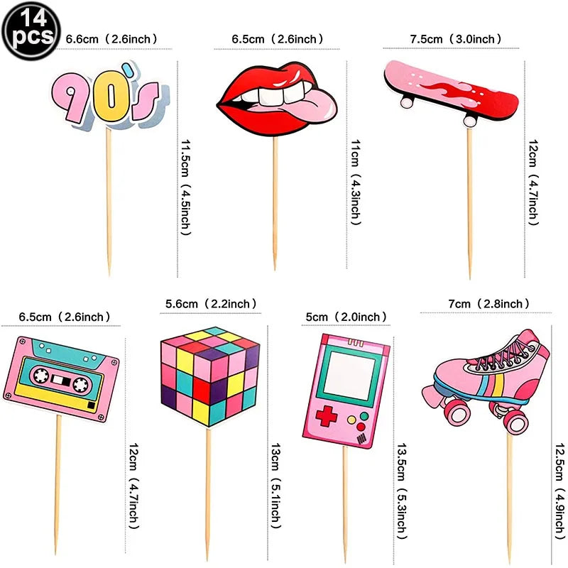 Hip Hop Music Cupcake Topper For 80‘s 90’s Party Decorations Hip Hop Dessert Decor Adult Birthday Party Supplies Tableware