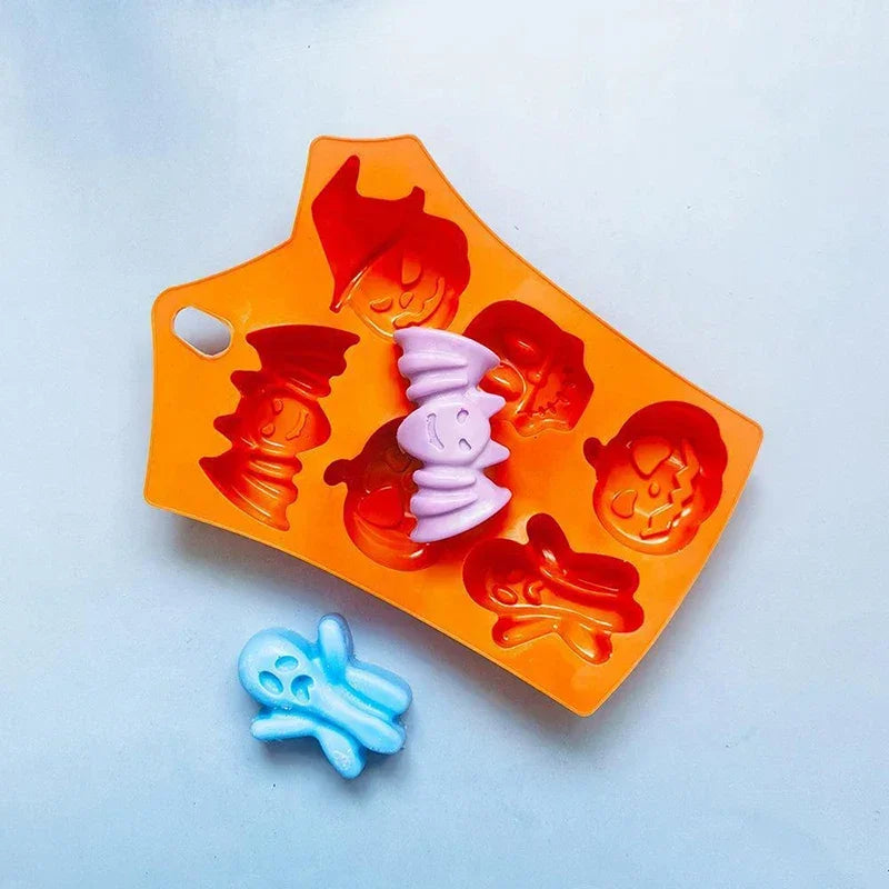 Halloween Chocolate Candy Mold 3D Pumpkin Bat Skull Jelly Biscuit Cake Mould Baking Tool Cookie Cutter Reusable DIY Model Party