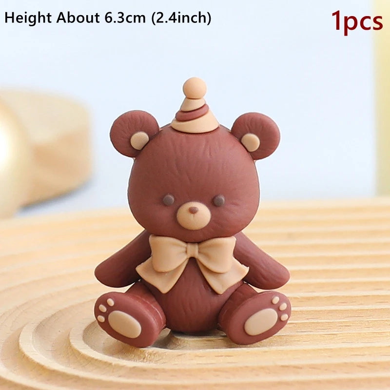 Pink Blue Bear Cake Topper Baby Shower Boy Girl Birthday Party Cake Decor Adult Birthday Gifts Wedding Cake Decorating Baking