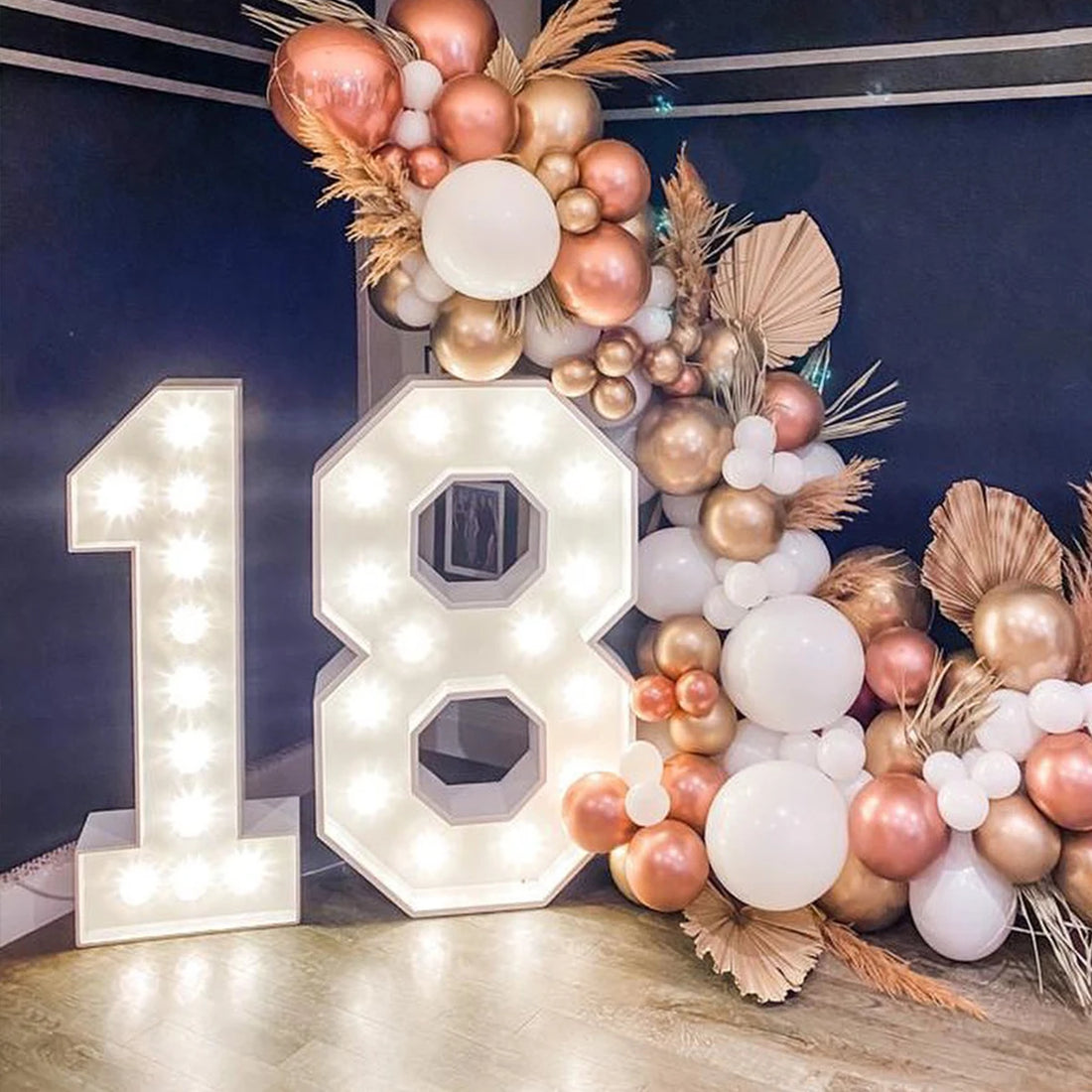 91.5cm Giant Number Balloon Mosaic Frame – Light-Up Marquee Box for Birthday Party Decoration