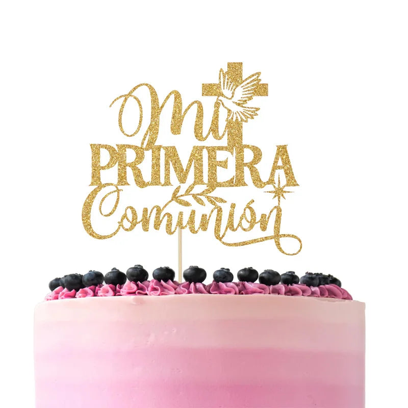 1PC My first communion cake topper in Spanish,used for God&